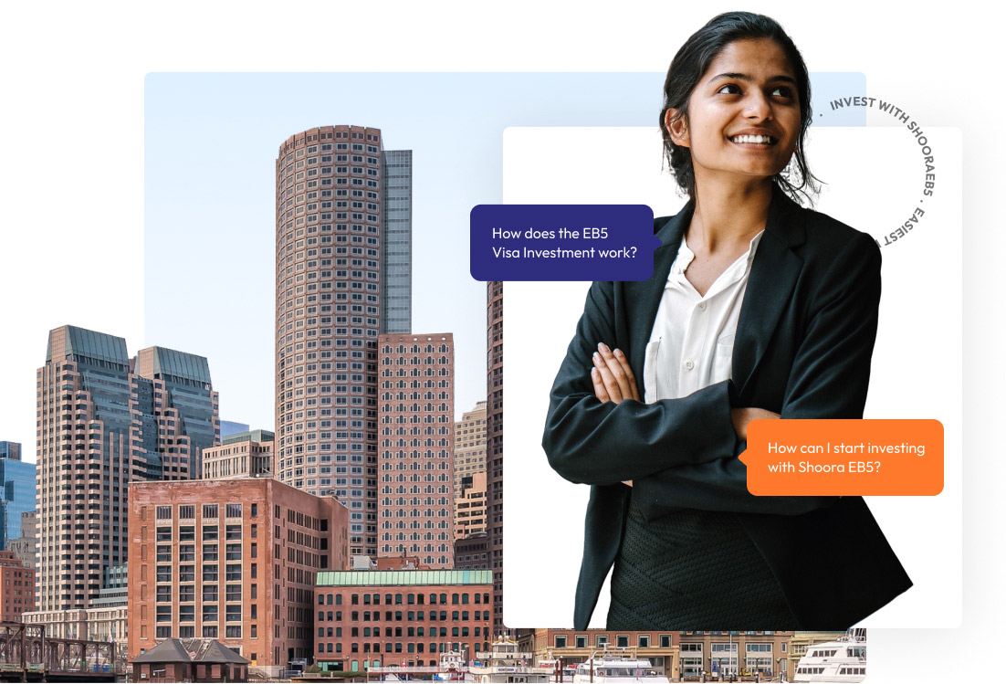 Indian business woman posing with skyscrapers in the background